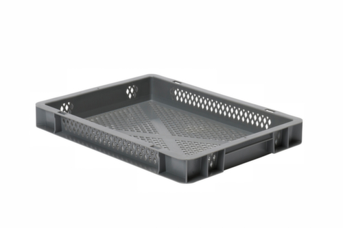 Euronorm-StapelbehÀlter WÀnde + Boden durchbrochen, grau, Inhalt 4,5 l