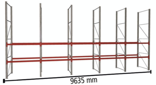 META Palettenregal MULTIPAL für 30 Paletten, 9635 mm breit, 3 Lagerebenen