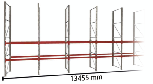 META Palettenregal MULTIPAL für 42 Paletten, 13455 mm breit, 3 Lagerebenen