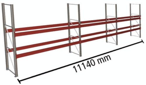 META Palettenregal MULTIPAL für 36 Paletten, 11140 mm breit, 3 Lagerebenen