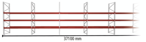 META Palettenregal MULTIPAL für 160 Paletten, 37100 mm breit, 4 Lagerebenen
