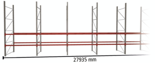 META Palettenregal MULTIPAL für 60 Paletten, 27935 mm breit, 3 Lagerebenen