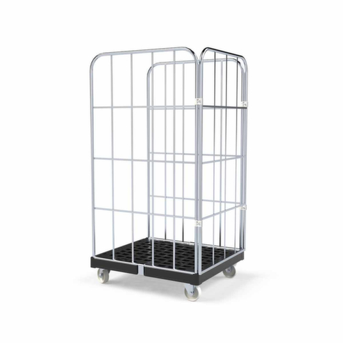 Rollbehälter BASICline mit 3 Wänden, Traglast 500 kg, Länge x Breite 845 x 724 mm