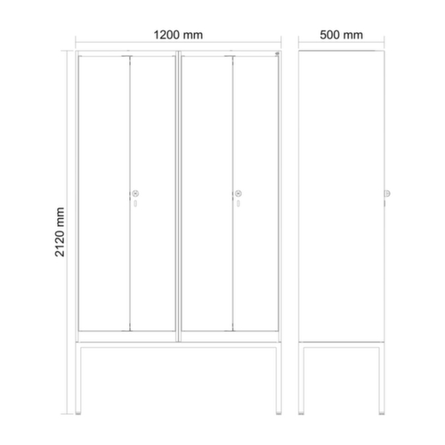 C+P Schwarz-Weiß-Spind Evolo PLUS mit Doppelabteil, Abteilbreite 300 mm