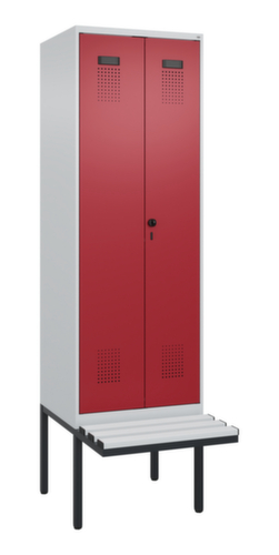C+P Schwarz-Weiß-Spind Evolo PLUS mit Doppelabteil und Sitzbank, Abteilbreite 300 mm