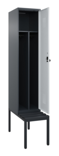 C+P Schwarz-Weiß-Spind Evolo PLUS mit Sitzbank, Abteilbreite 400 mm