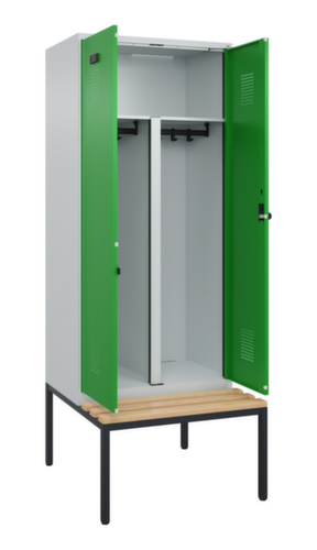 C+P PSA-Spind Evolo PLUS für Schwarz-Weiß-Trennung mit Sitzbank, Abteilbreite 400 mm