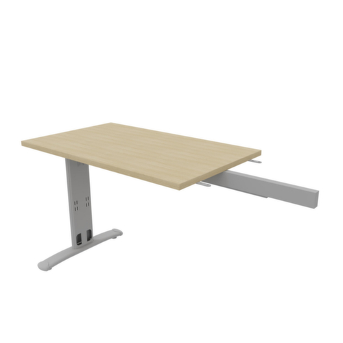 Quadrifoglio Anbautisch Practika für Schreibtisch mit C-Fußgestell, Breite x Tiefe 1000 x 600 mm, Platte Eiche