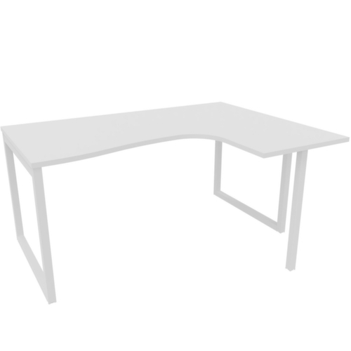 Quadrifoglio Winkel-Schreibtisch Practika, Kufengestell, Breite 1600 mm, weiß/weiß