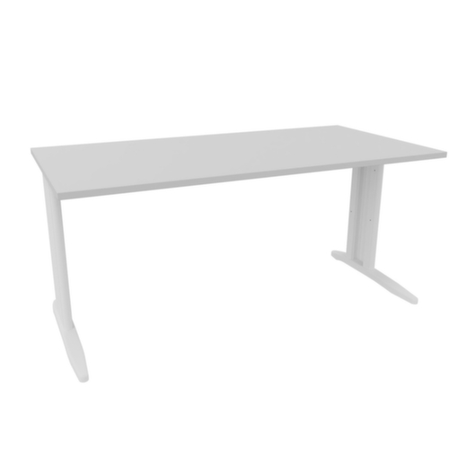 Quadrifoglio Schreibtisch Practika mit C-Fußgestell, Breite x Tiefe 1600 x 800 mm, Platte grau