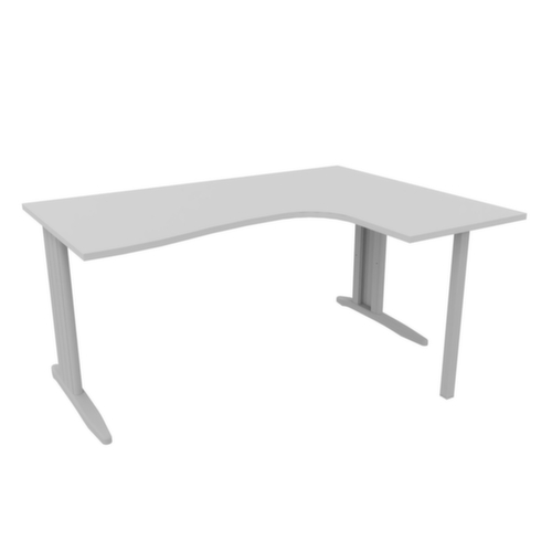 Quadrifoglio Winkel-Schreibtisch Practika, C-Fußgestell, Breite 1600 mm, grau/alu