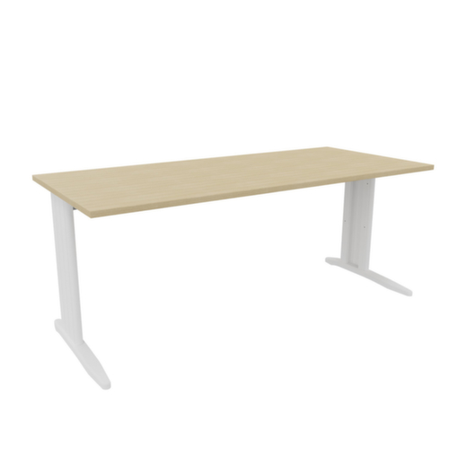 Quadrifoglio Schreibtisch Practika mit C-Fußgestell, Breite x Tiefe 1800 x 800 mm, Platte Eiche