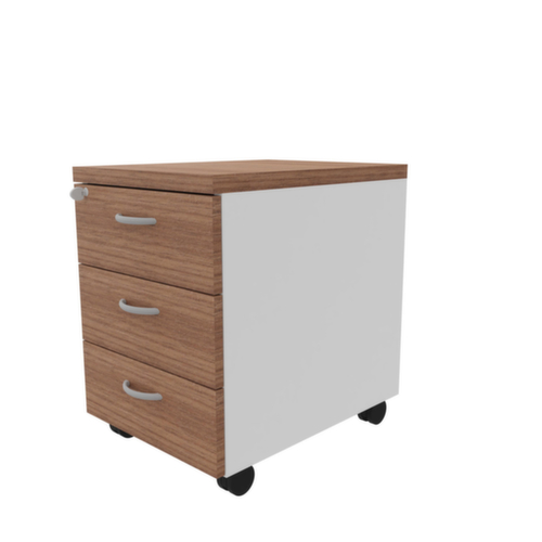 Quadrifoglio Rollcontainer Practika, 3 Schublade(n), weiß/Nuss Canaletto