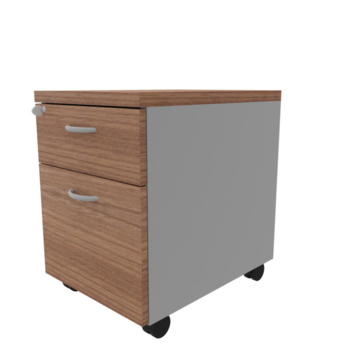 Quadrifoglio Rollcontainer Practika mit HR-Auszug, 1 Schublade(n), alu/Nuss Canaletto