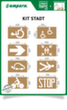 a.m.p.e.r.e. Schablonenset Stadt zur Bodenmarkierung, Rollstuhlfahrer, Pfeil, Sammelstelle, Ladestation, Fußgänger, Fahrrad, Stop