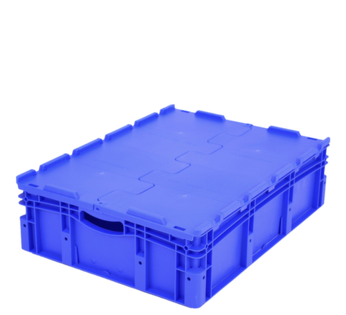 BITO Bac gerbable norme Europe à double fond, bleu, capacité 79 l, Couvercle à charnière en 2 parties