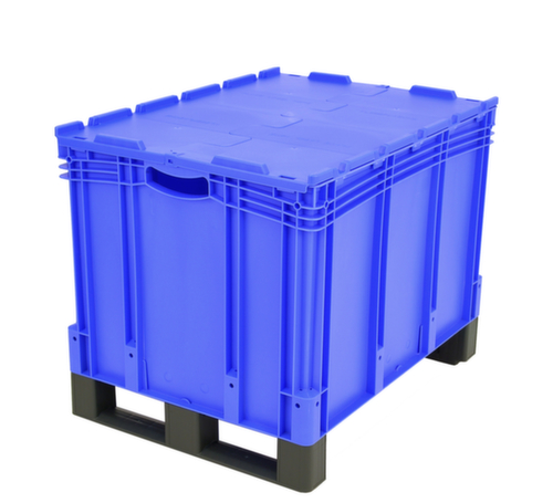 BITO Bac gerbable norme Europe à double fond, bleu, capacité 206 l, Couvercle à charnière en 2 parties