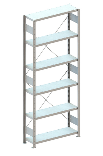 META système d'étagères sans vis CLIP, hauteur x largeur x profondeur 2500 x 1056 x 336 mm, 6 tablettes