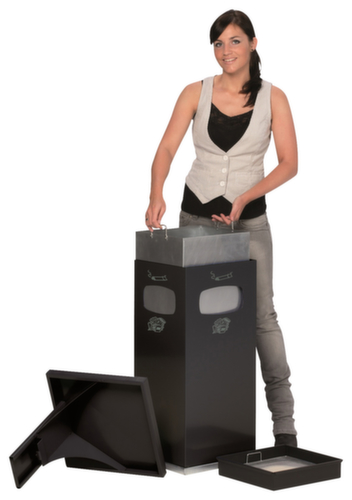 VAR Cendrier poubelle avec 3 ouvertures d'introduction, anthracite