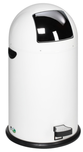 Poubelle à pédale avec couvercle à charnière en acier inoxydable, 33 l, blanc