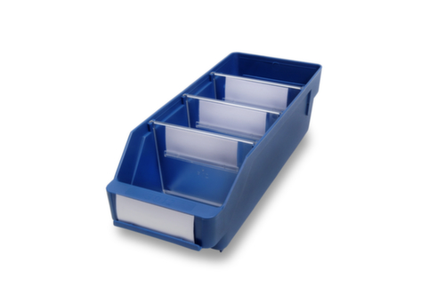 Bac compartimentable à bec, bleu, profondeur 300 mm