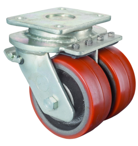 BS-ROLLEN Roulettes jumelées pour fortes charges, force 1100 kg, polyuréthane bandage