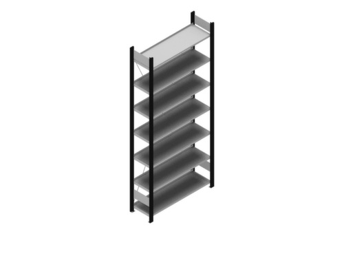 hofe Rayonnage sans boulons pour classeurs, 7 tablettes, RAL9005 noir foncé/RAL9006 aluminium blanc