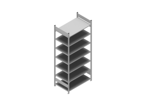 hofe Etagère à dossiers sans vis pour une utilisation des deux côtés, 7 tablettes, RAL9006 aluminium blanc
