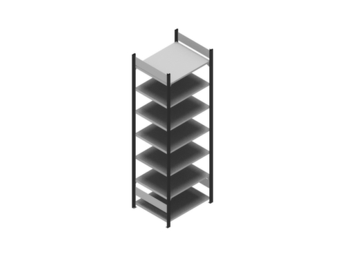 hofe Etagère à dossiers sans vis pour une utilisation des deux côtés, 7 tablettes, RAL7016 gris anthracite/RAL9006 aluminium blanc