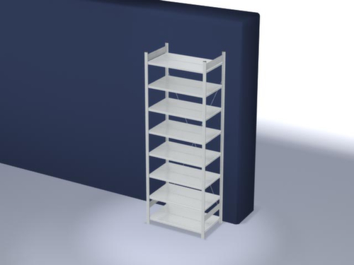 hofe Etagère à dossiers sans vis pour une utilisation des deux côtés, 8 tablettes, RAL7035 gris clair
