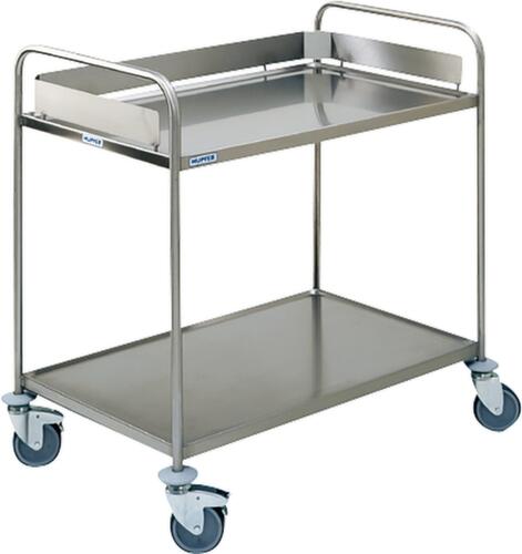 Hupfer Chariot à plateaux en acier inoxydable avec tapis antibruit