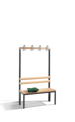 C+P Banc vestiaire gris noir avec crochets et lames en bois