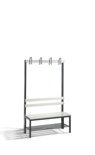 C+P Banc vestiaire gris noir avec crochets et lames PVC