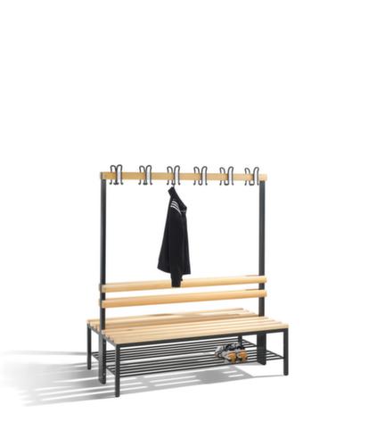 C+P Banc vestiaire gris noir avec crochets et lames en bois