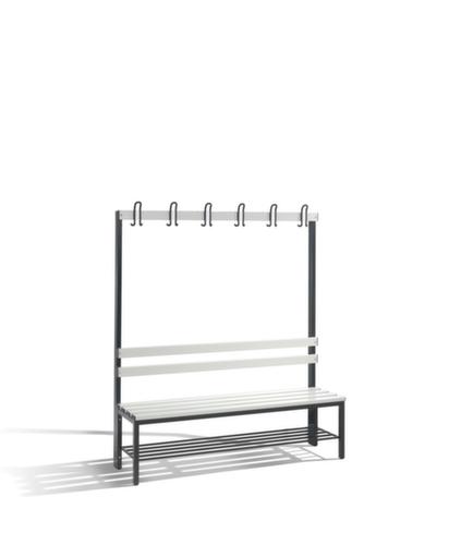 C+P Banc vestiaire gris noir avec crochets et lames PVC