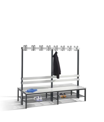 C+P Banc vestiaire gris noir avec crochets et lames PVC