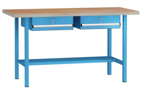 KLW Lutz Établi avec panneau multiplis, 2 tiroirs, 1/2 tablette