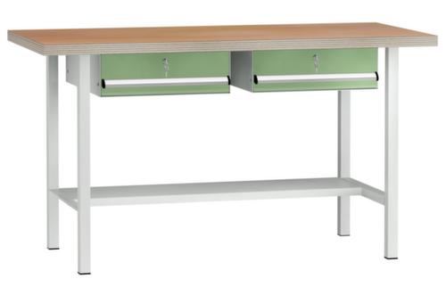 KLW Lutz Établi avec panneau multiplis, 2 tiroirs, 1/2 tablette