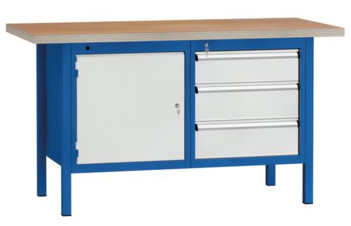 KLW Lutz Établi avec panneau multiplis, 3 tiroirs, 1 armoire