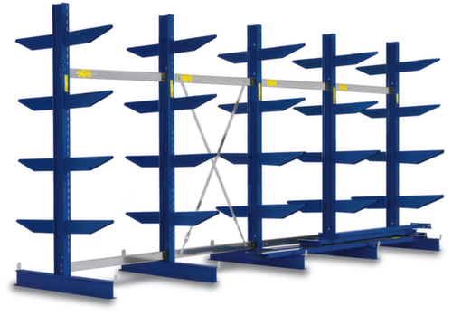 Rayonnage cantilever, bilatéral - possibilité d’installation flexible librement dans la pièce, hauteur 1980 mm, 5 niveaux