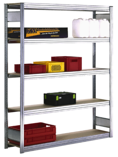 regalwerk Rayonnage sans boulons à plateaux agglomérés avec tablettes, hauteur x largeur x profondeur 2000 x 1751 x 326 mm, 5 tablettes