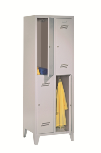 PAVOY Armoire vestiaire à deux niveaux Basis avec 2x2 compartiments, largeur de compartiment 300 mm