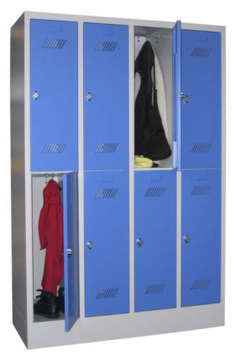 PAVOY Armoire vestiaire à deux niveaux Basis avec 4x2 compartiments, largeur de compartiment 300 mm