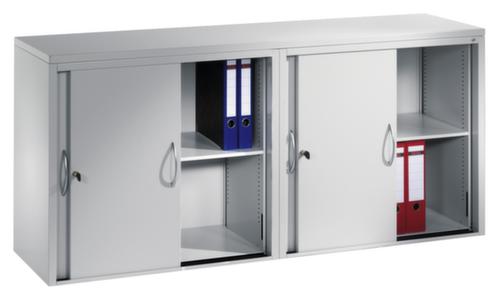 C+P Armoire à portes coulissantes pour bureau ERGO gris clair avec plateau supérieur