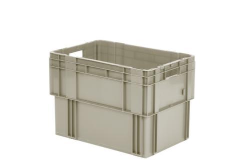 Bacs gerbables emboîtables norme Europe avec fond nervuré, gris, capacité 80 l