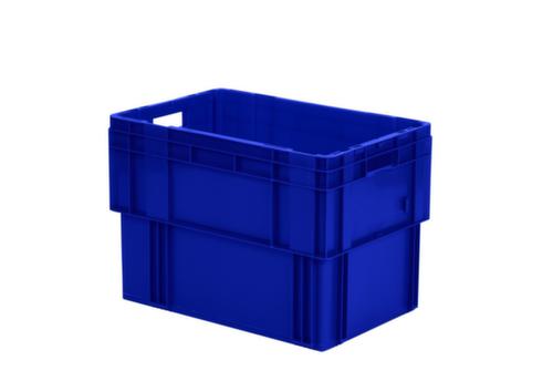 Bacs gerbables emboîtables norme Europe avec fond nervuré, bleu, capacité 80 l