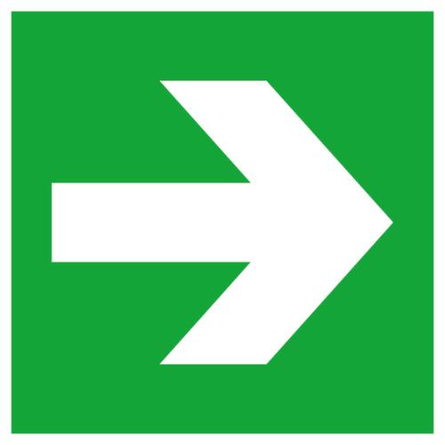 Panneau de sortie de secours SafetyMarking® flèche, panneau d'information, à longue postluminescence