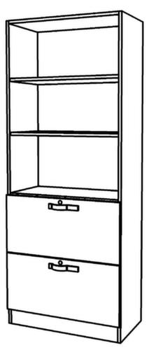 Rayonnages boulonnés combinés Up and Down avec tiroirs HR, 3 compartiments de rayonnage, largeur 800 mm, érable/érable