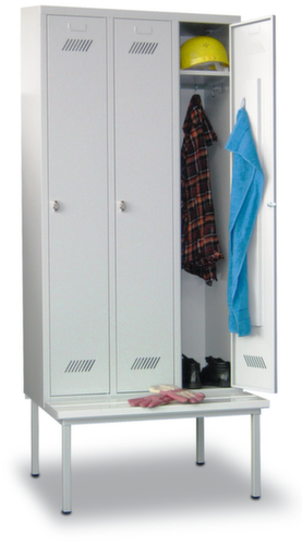 PAVOY Armoire vestiaire Basis avec banc + 3 compartiments, largeur de compartiment 400 mm
