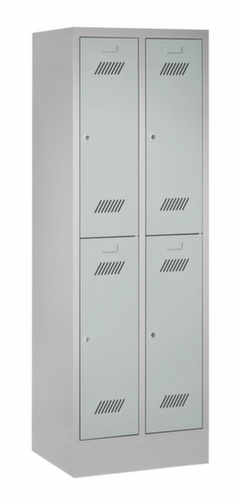PAVOY Armoire vestiaire à deux niveaux Basis gris clair avec 2x2 compartiments, largeur de compartiment 300 mm